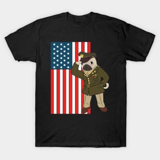 Patriotic Pug 4th of July-Military-American Flag-Independence T-Shirt